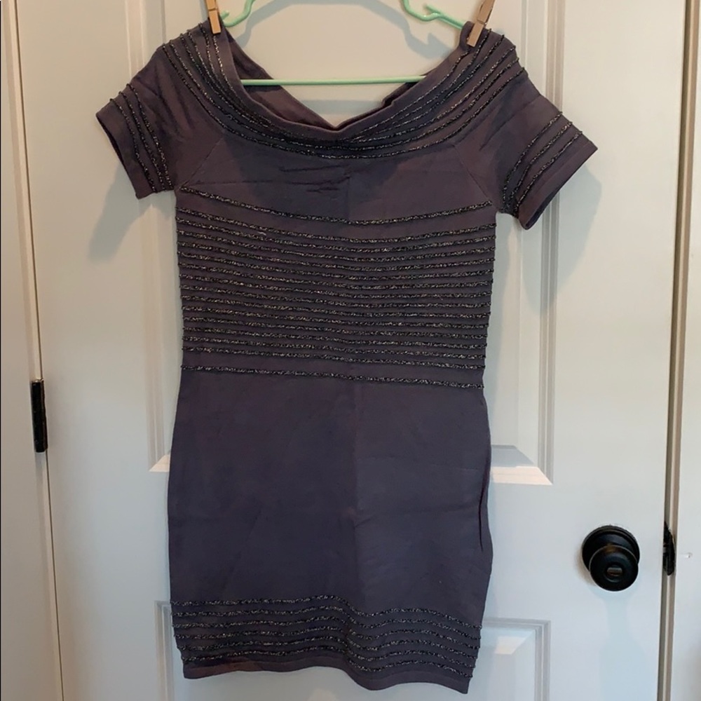 Gray short sleeve sweater dress